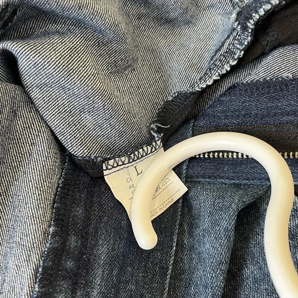 Jeans with Patchwork Three Stripes High Waisted  Color Block Wide Leg size Large - Picture 9 of 10